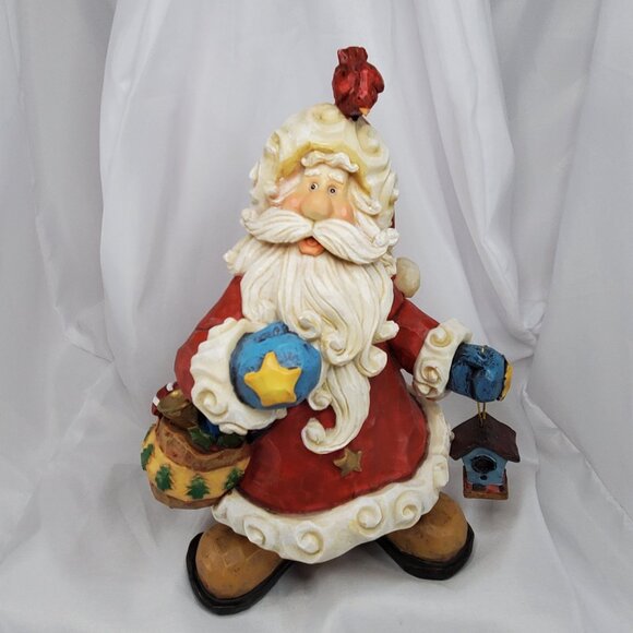 VTG Santa Claus Figurine With Cardinal 11.5" Tall Christmas Holiday Decor - Picture 12 of 13